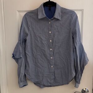 BCBGMaxAzria Blue and White Pinstripe Button-Down Shirt